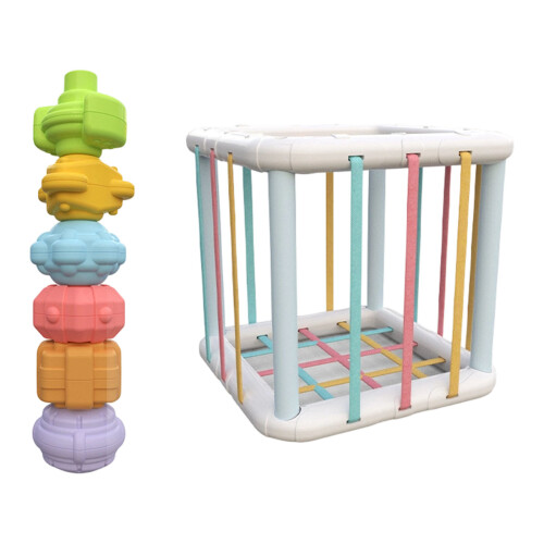 Educational Sorting Cubes Featuring Textured Blocks-square