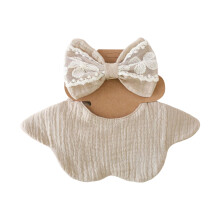 Baby speeksel handdoek slabbetje haarband set katoenen kant-S