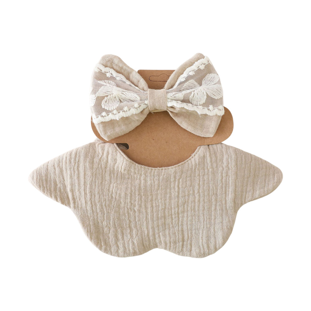 Multifunctional Infant Bib Set Including Bowknot Headband for-S