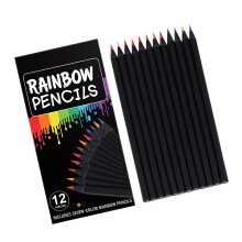 12Pcs Rainbow Colored Wood Pencils For Student Kid School Art