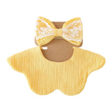 Elegant kanten ontwerp Babyvoedingsslabbetje Hoofdtooi Set-K