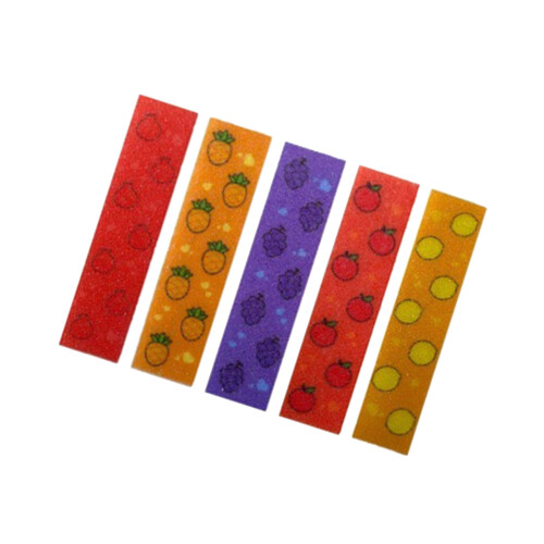 Sensorische geurstickers, set van 5, fruitpatroon,-grindtextuur