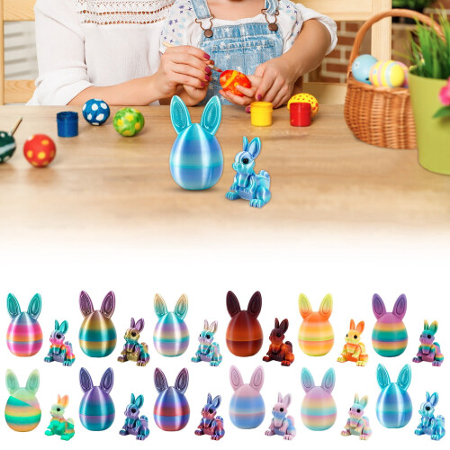 Ouă de Paște în formă de iepuraș, imprimate 3D – articulate, 12,2 cm, set 1