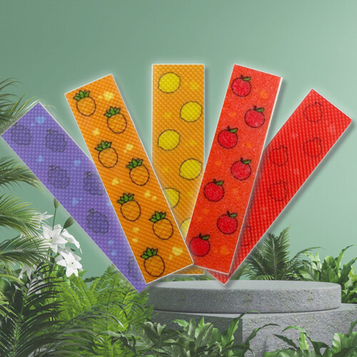 Sensorische geurstickers, set van 5, fruitpatroon,-grindtextuur 2