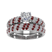 Women's White Stone Wedding Band Handmade Luxury Cut Size 8