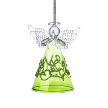Green Angel Glass Ornament for Window Home Car Decor