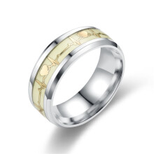 Paarringen van titanium en staal – Hartslagdesign, unisex, goudkleurig