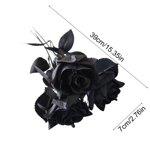 Black Artificial Silk Roses – 3 Pack, 39 cm 2