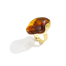 Leichter Vintage-Ring mit geometrischer Kunst,-braun