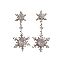 Lightweight Comfortable Zircon Snowflake Earrings Easy to Wear