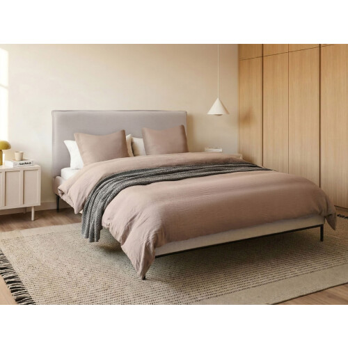 Beliani Bed Fabric CORIO 140 x 200 cm (EU Double) Light Beige 1