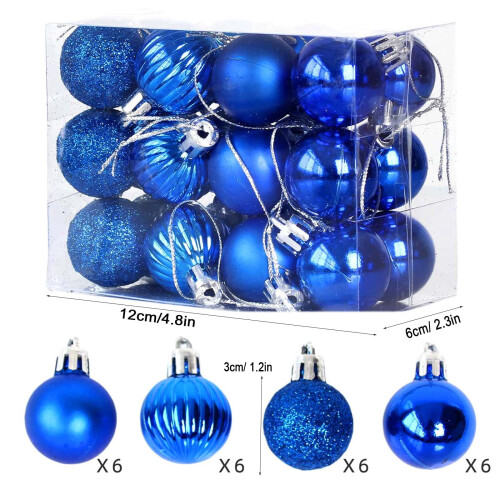 Blue Shatterproof Christmas Balls 40mm 24PCS 2