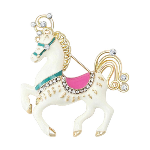 Broche cheval de dessin animé parfaite pour diverses-Blanc
