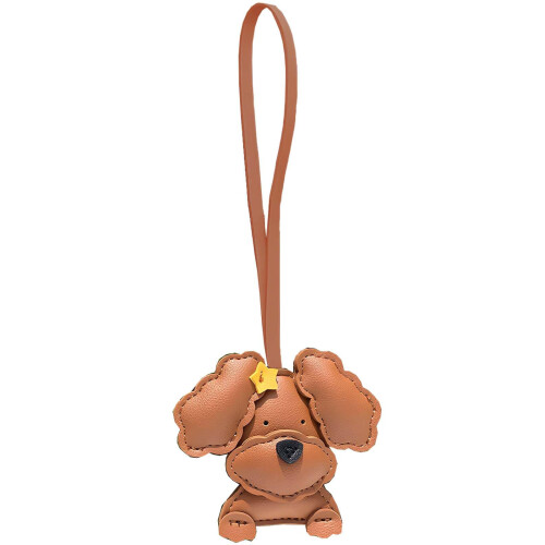 Porte-clés à breloques pour sac chien bouclé-Marron clair.
