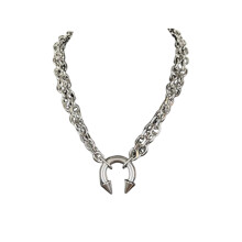 Versatile Spiked Horseshoe Pendant Necklace for Rock-spikes