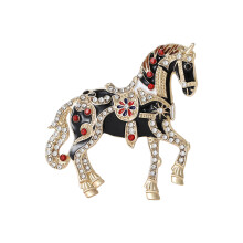 Broche cheval en alliage élégante, avec Surfaces en émail-Noir