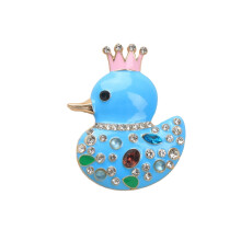 Broche de canard couronne avec cristaux étincelants,-Bleu