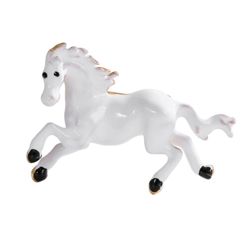 Broche cheval du zodiaque chinois polyvalente, pour sacs à-Blanc