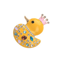 Broche amusante en forme de canard avec couronnes et-Jaune
