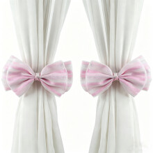 (19cm*10cm, Purple) 2Pcs Glitter Stripe Bow Curtain Tiebacks, Elegant Bowknot Curtain Holdbacks Drape Holders for Women Girls Bedroom Window Decor