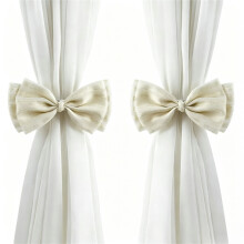 (19cm*10cm, Multicolor) 2Pcs Glitter Stripe Bow Curtain Tiebacks, Elegant Bowknot Curtain Holdbacks Drape Holders for Women Girls Bedroom Window Decor