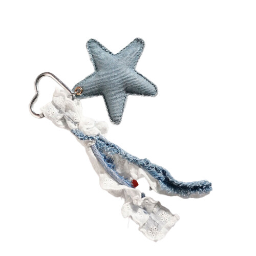 Creative DIY Denims Starfish Keychain for Handmade Accessory-D