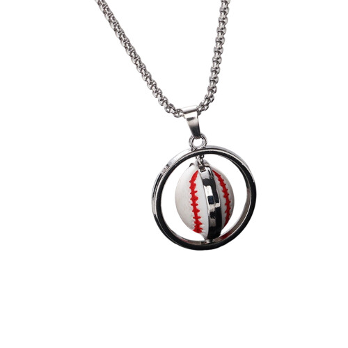 Multi Sport Ball Design Rotatable Necklace High-baseball