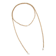 Long Strand Beaded Necklace Featuring Retro Beads Y-Champagne