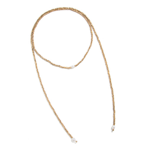 Comfortable Lightweight Beaded Necklace Stackable-Champagne