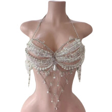 Bohemian Body Chain Bra Beaded Bikini-Transparent color os