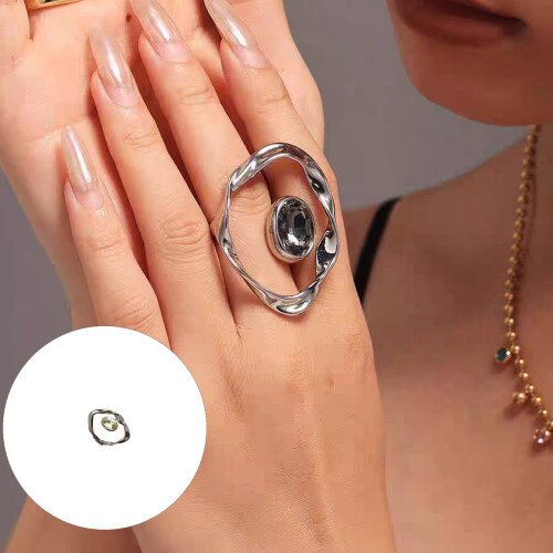 Bagues d'ouverture réglables, ligne exagérée, bijoux en-Blanc 1
