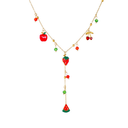 Stainless Steel Realistic Fruit Design Pendant Necklace