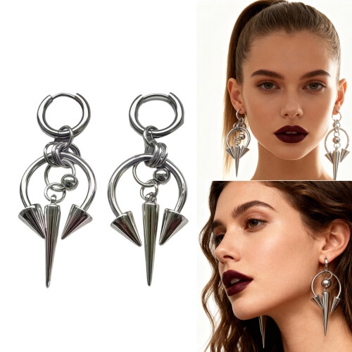 Easy to Maintain Gothic Rivet Earrings Bidirectional Designs 1
