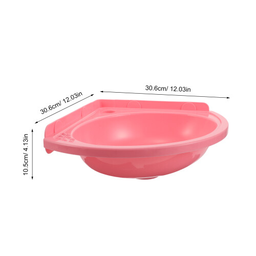 Wandmontiertes Badezimmerbecken Kunststoff Rosa Eckform 1