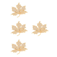 4Pcs Durable Golden Metal Maple Leaf Brooches Elegant Lapel Pins