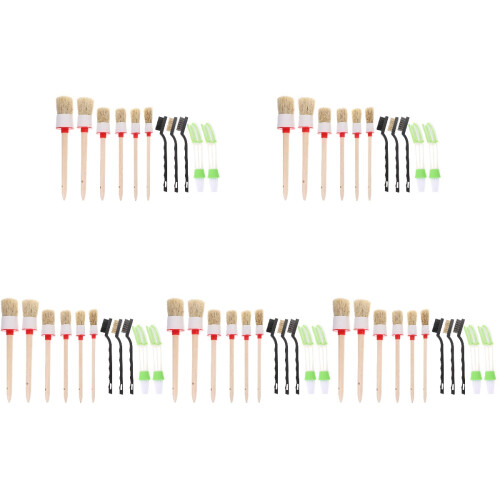 5Sets Durable Car Interior Detailing Kit White Brush Set for Auto Care