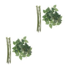 20Pcs Rose Stems with Leaves Floral Wire Green for DIY Floral Projects