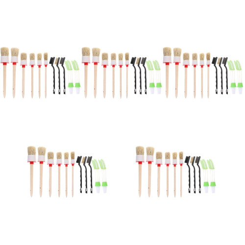 5Sets Durable Car Interior Detailing Kit White Brush Set for Auto Care 1
