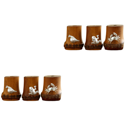 6Pcs Decorative Bamboo Teapot Lid Stands Cute Tea Accessories 1