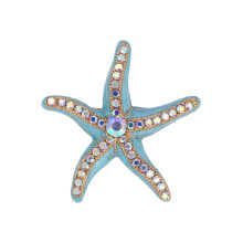 Sparkling Starfish Badge Pin With Alloy Detail, Secure Clasp