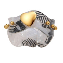Bague géométrique en résine colorée, bague en résine légère-Noir