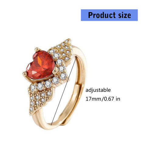 Open Finger Rings Adjustable Rings Sparkling Heart Shape Copper 2