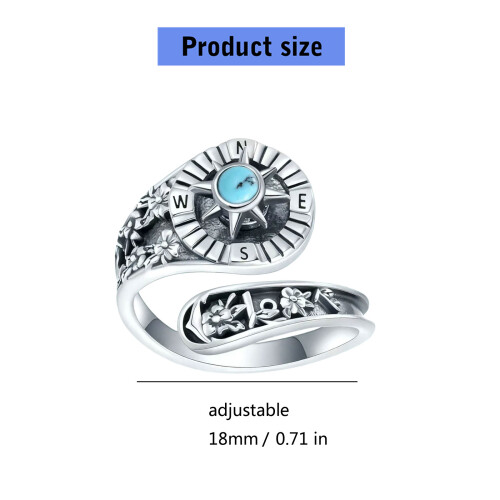 Adjustable Vintage Ring For Women Compasses Inspired Turquoise 2