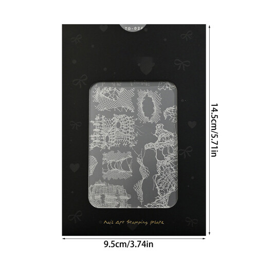 Reusable Nail Plate Checkered Lace Pattern Manicure Stencil Easy 2