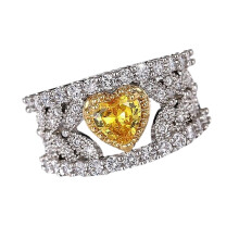 Women Fashion Heart Ring Hollow Design Sparkling Rings-9