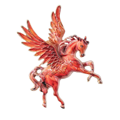 Elegante Pegasus-Pferde-Brosche aus leichter Legierung mit-Rot