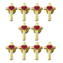 Gelaagdheid accessoire emaille kruisen hart broche-Goudkleur