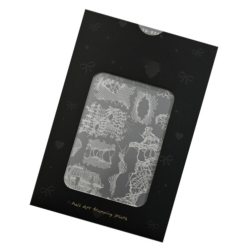 Reusable Nail Plate Checkered Lace Pattern Manicure Stencil Easy