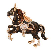 Cadeauwaardige sleutelhanger met paardensterrenbeeld en-Zwart