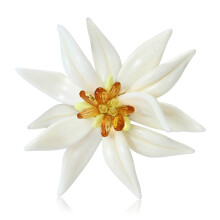 Country Inspired Enamel Edelweiss Brooch For Women Lightweight